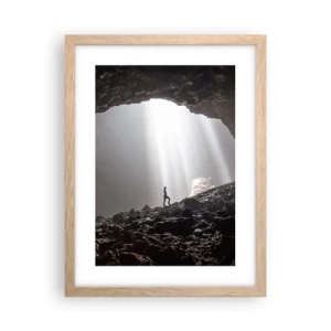 Plakat i ramme af lyst egetræ - Lysende grotte - 30x40 cm