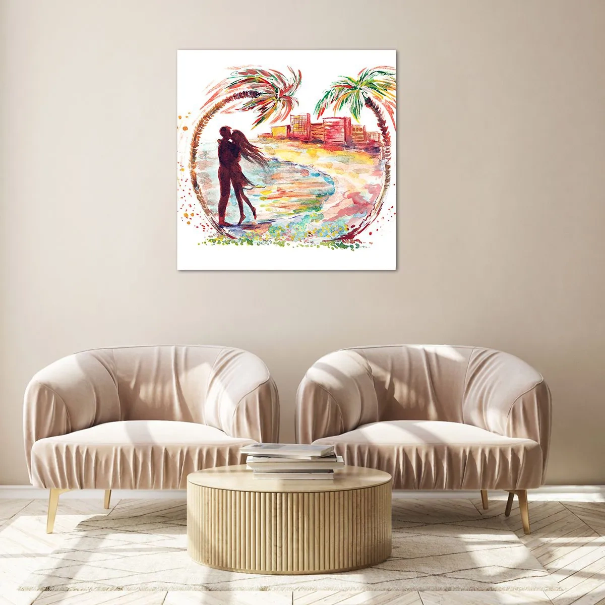 Billede på glas - Romantisk ferie - 70x70 cm