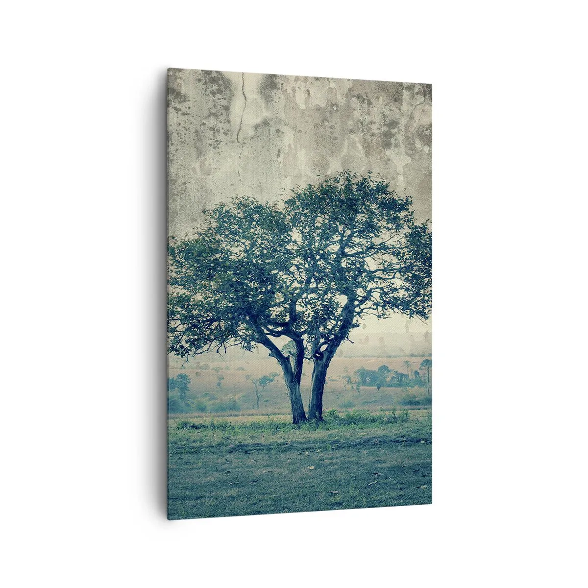 Lærredstryk - Billede på lærred - Et æbletræ på en blå membran? - 80x120 cm