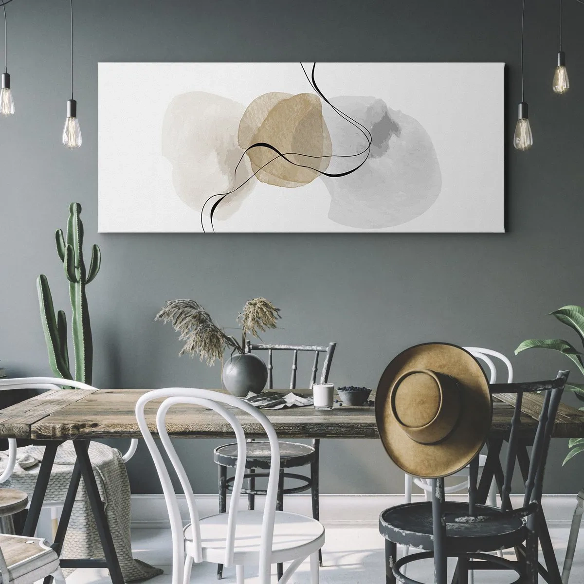 Lærredstryk - Billede på lærred - Perler i luften - 90x30 cm