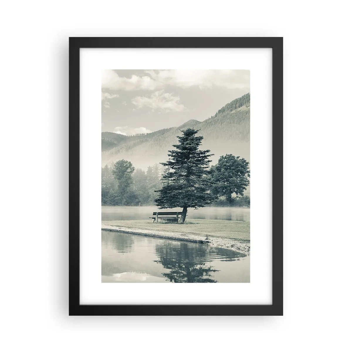 Plakat i sort ramme - Søen sover stadig - 30x40 cm
