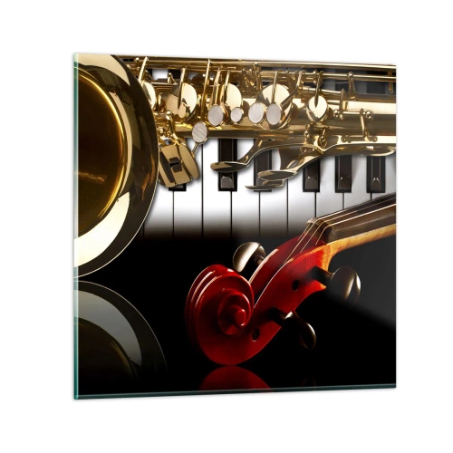 Billede på glas - Metalplader, træ og elfenben - 70x70 cm