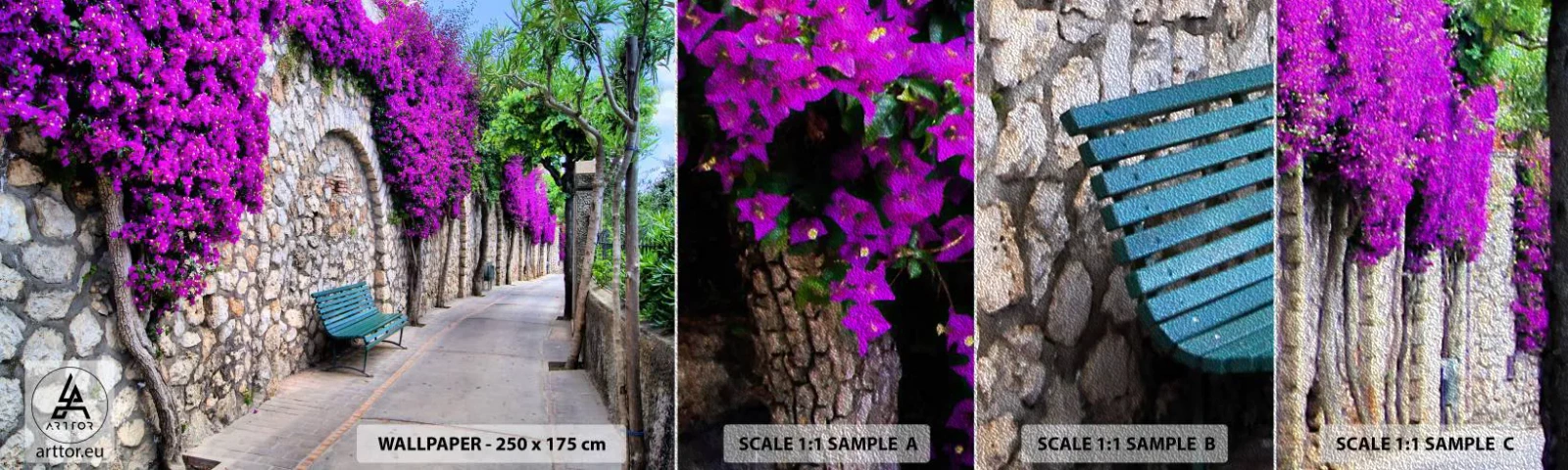 Prøve Fototapet Premium Sand - Lad os mødes så hurtigt som muligt - By, Blomster, Italien - 100x30 cm