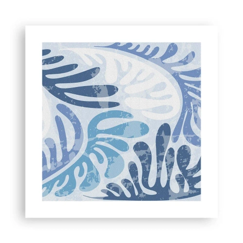 Plakat - Blå bregner - 40x40 cm