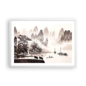 Plakat i hvid ramme - Østens eksotiske hverdag - 70x50 cm