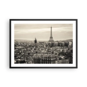 Plakat i sort ramme - Over Paris' hustage - 70x50 cm