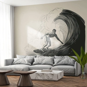 Fototapet Selvklæbende Deluxe Sticker - Bølgens konge - Bølge, Surfing, Sport - 100x70 cm