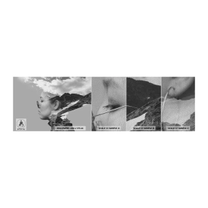 Prøve Fototapet Premium Sand - Portræt af toppen og skyen - Abstraktion, Kvindehoved, Fantasi - 100x30 cm