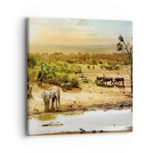 Lærredstryk - Billede på lærred - "Og ud af Eden flød en flod...". - 40x40 cm