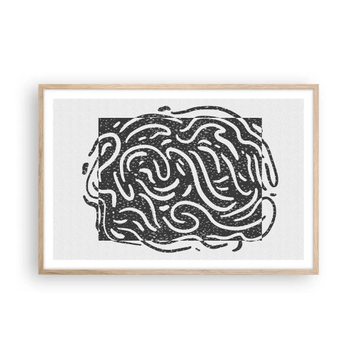 Plakat i ramme af lyst egetræ - Abstraktion: en dans af glæde - 91x61 cm