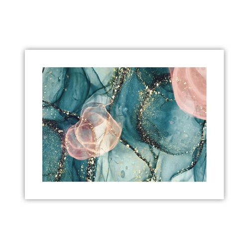 Plakat - Silkeblå, tyl lyserød - 40x30 cm