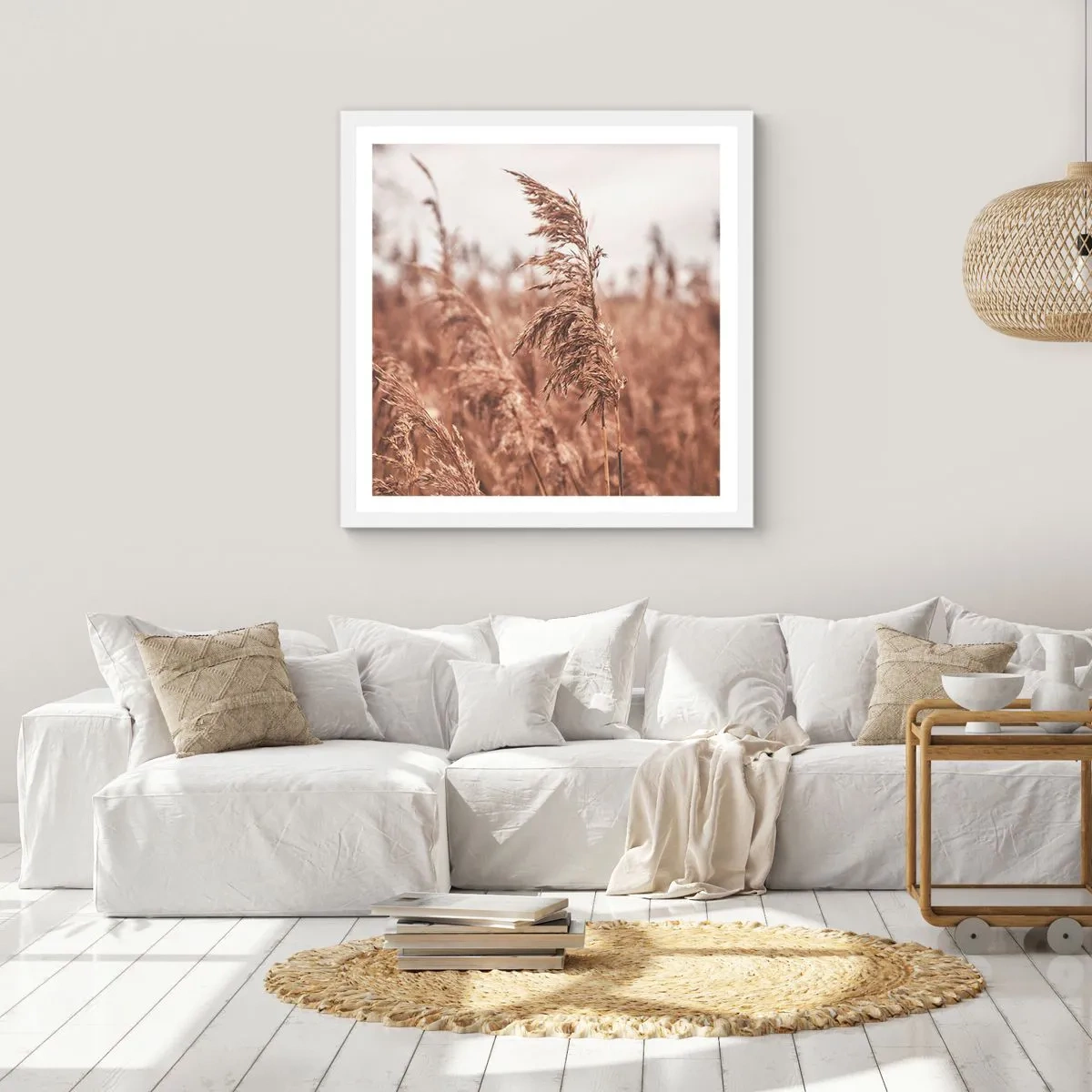 Plakat i hvid ramme - Efteråret er allerede på markerne - 50x50 cm