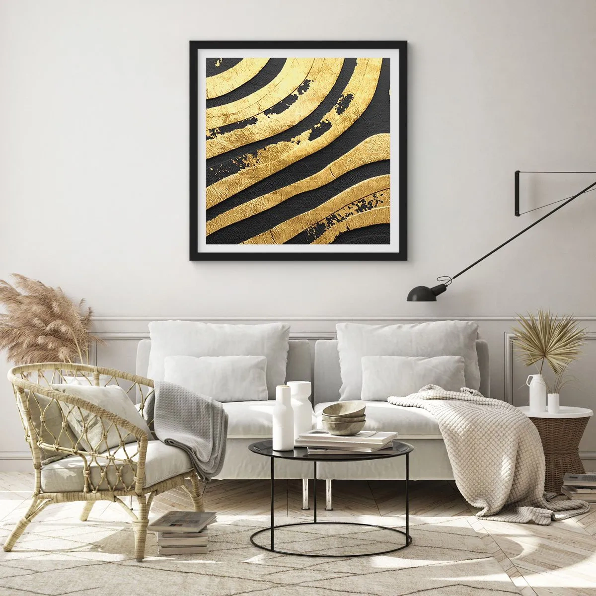 Plakat i sort ramme - Alt flyder - 60x60 cm