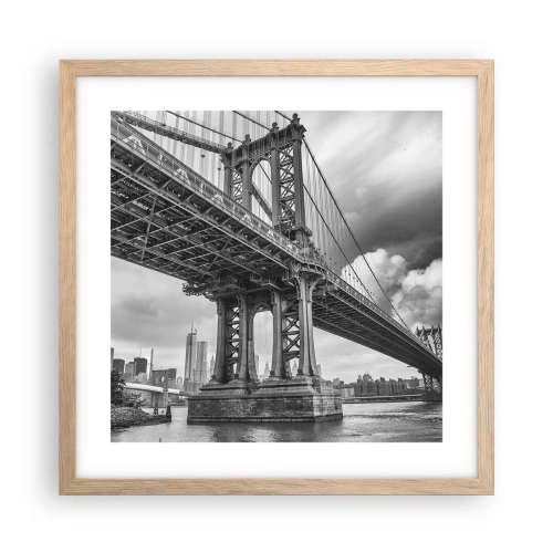 Plakat i ramme af lyst egetræ - Til byens hjerte - 40x40 cm