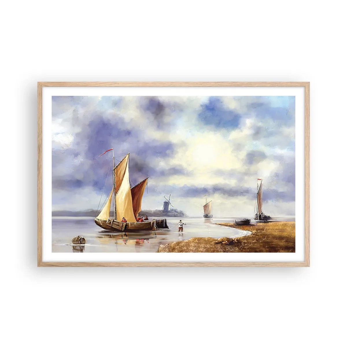 Plakat i ramme af lyst egetræ - Sømændenes tilbagevenden - 91x61 cm