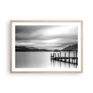 Plakat i ramme af lyst egetræ - Mildhed og styrke - 70x50 cm