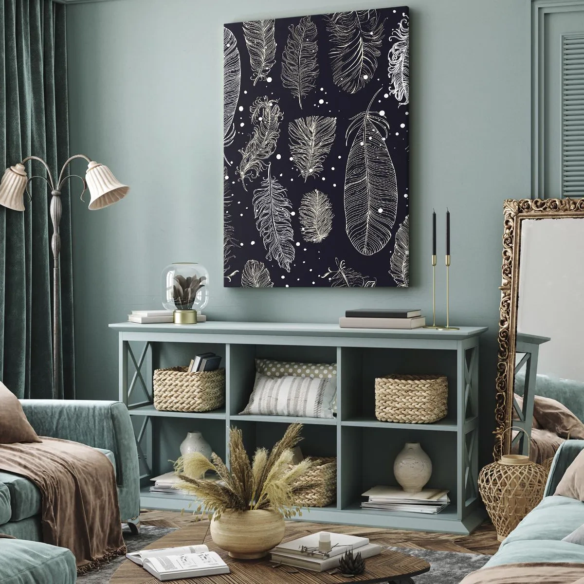 Lærredstryk - Billede på lærred - Fjerede blonder - 65x120 cm