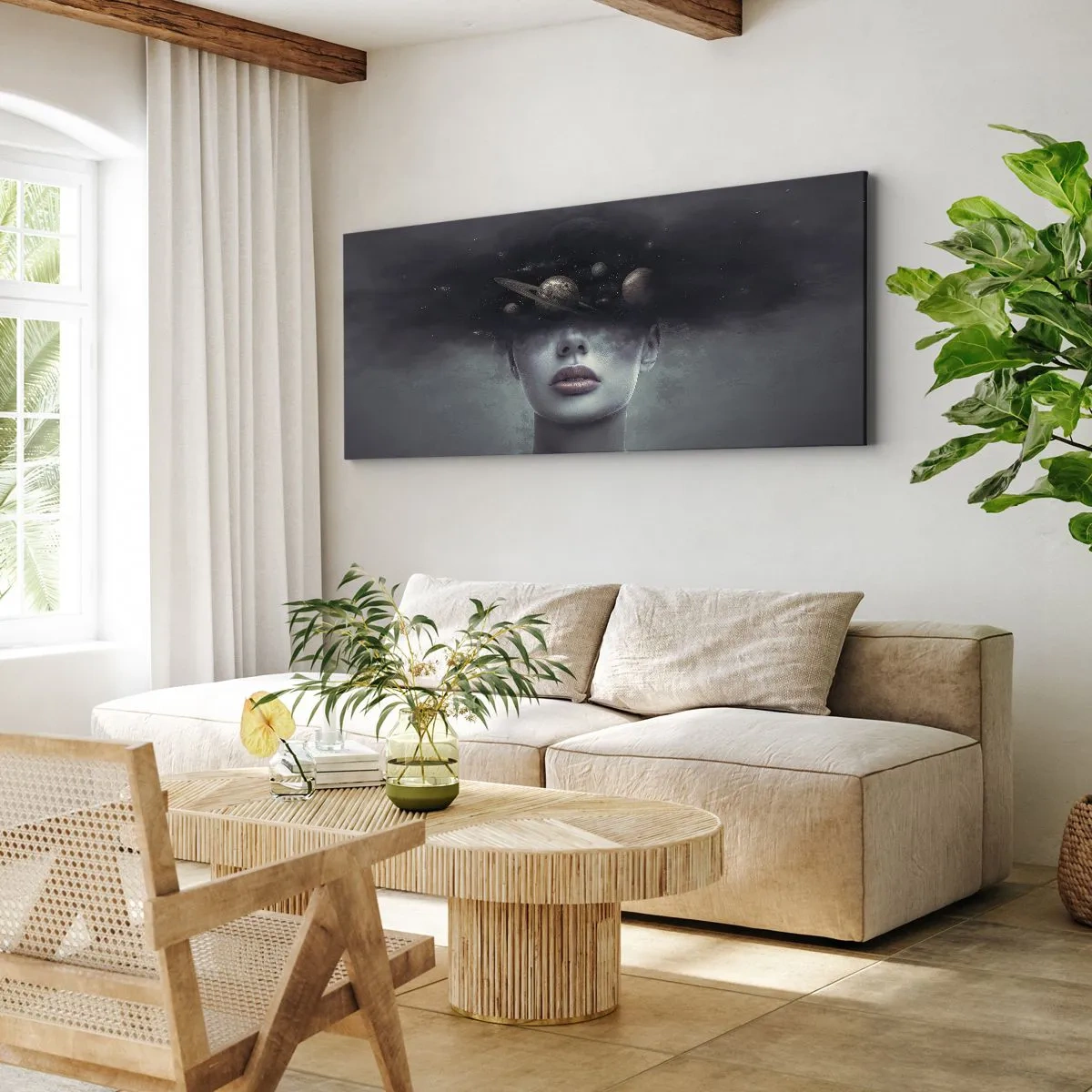 Lærredstryk - Billede på lærred - Og planeterne er ved at gå amok... - 100x40 cm