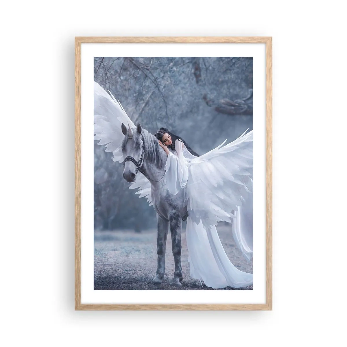 Plakat i ramme af lyst egetræ - Inspireret øjeblik - 50x70 cm