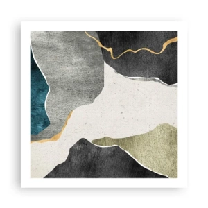 Plakat - Mosaikkomposition med en streng af guld - 60x60 cm