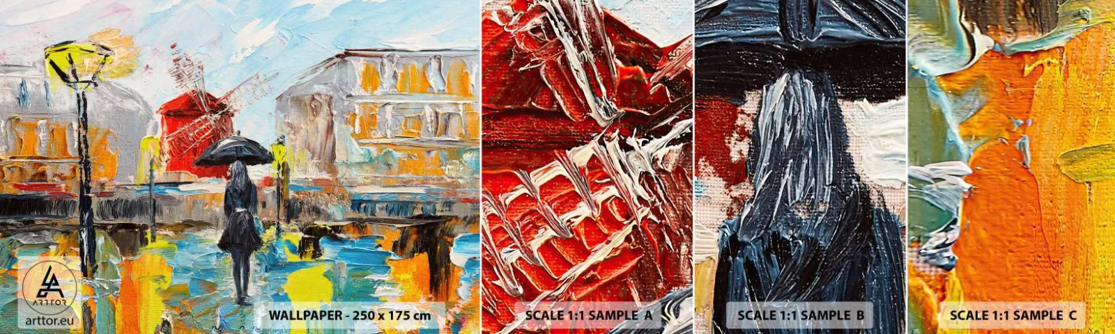 Fototapet Prøve Standard Eco - Parisiske legender - Kvinde, Paris, By - 100x30 cm