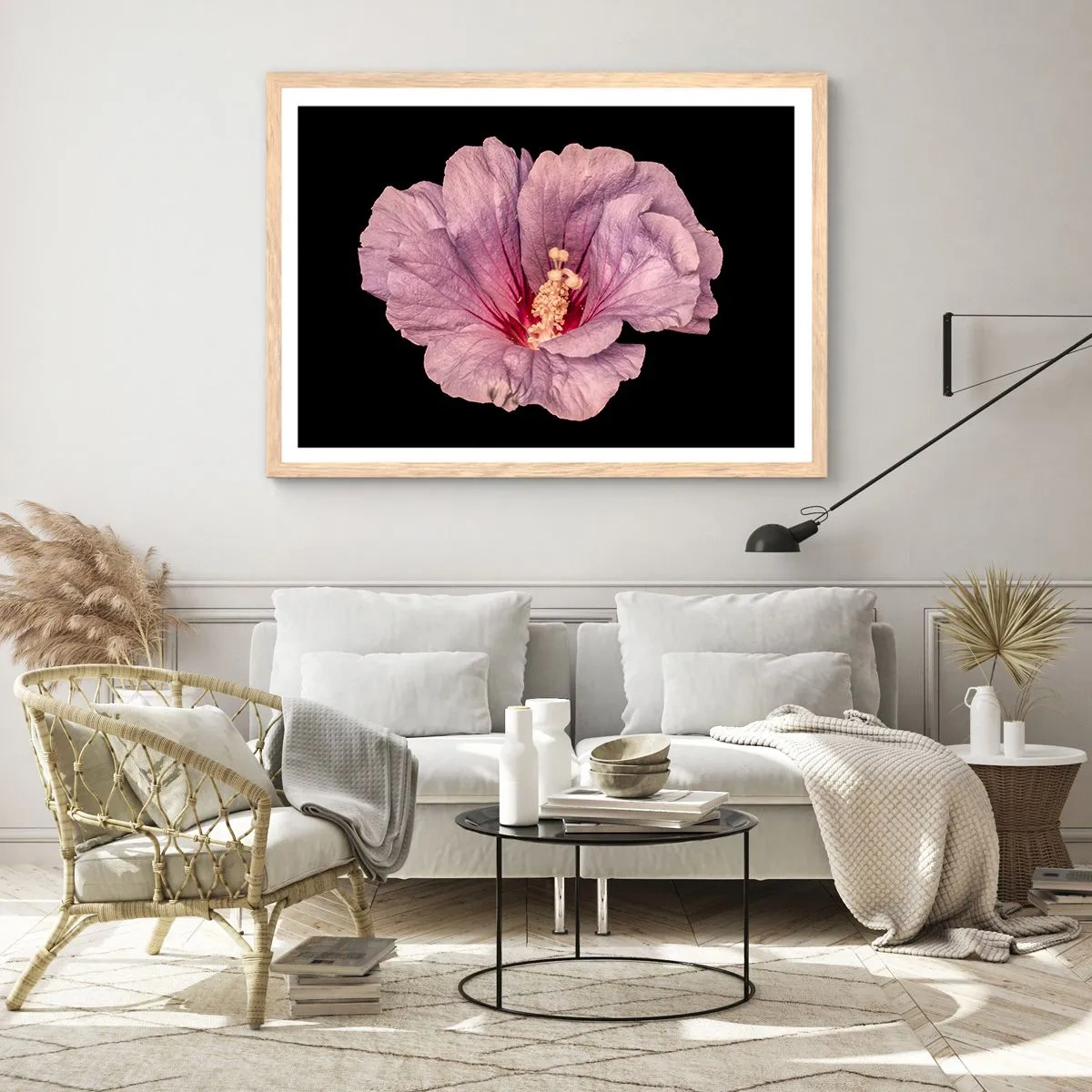 Plakat i ramme af lyst egetræ - Lige i hjertet - 50x40 cm