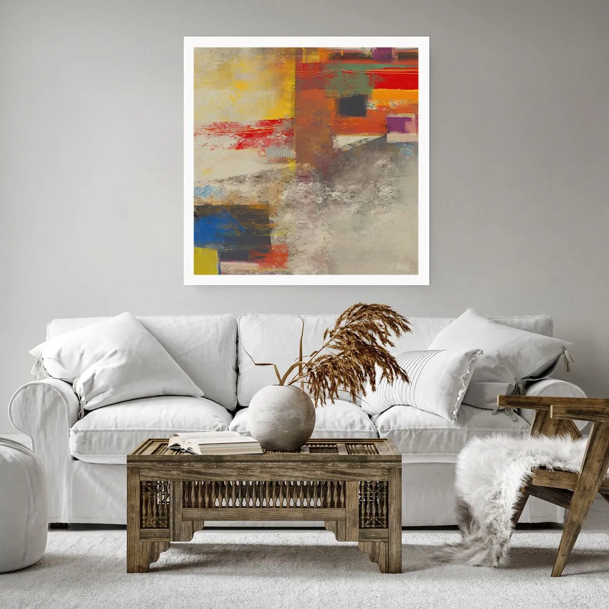 Plakat - Geometri af farver - 40x40 cm