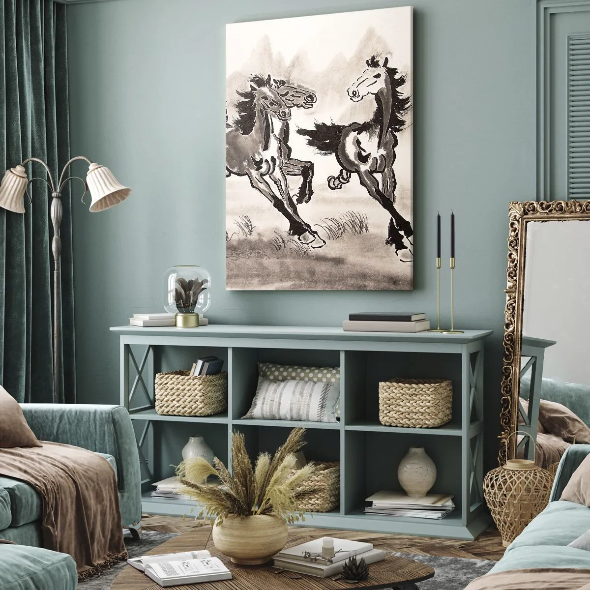 Lærredstryk - Billede på lærred - I glad galop - 50x70 cm