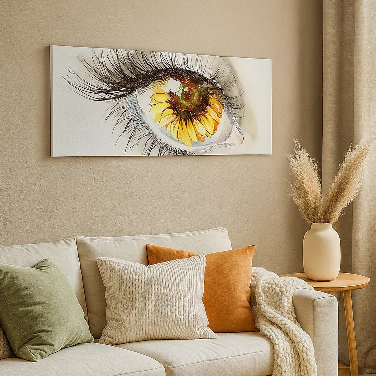 Lærredstryk - Billede på lærred - Et look lige så varmt som sommeren - 30x30 cm