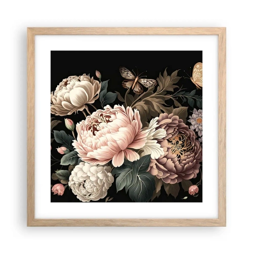 Plakat i ramme af lyst egetræ - I barok stil - 40x40 cm