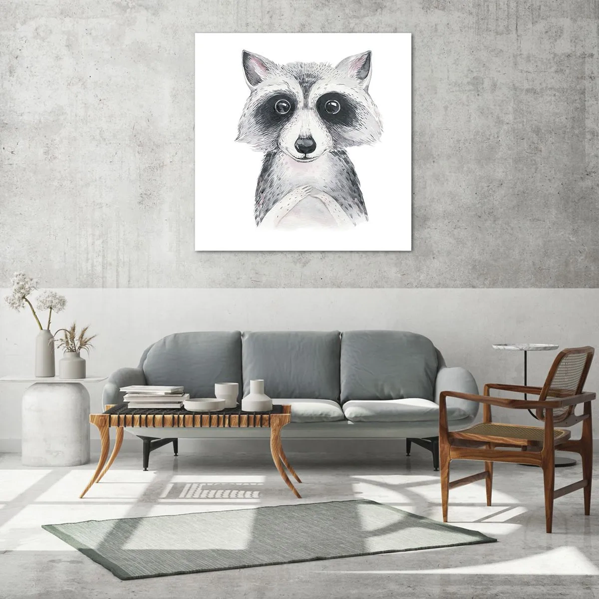 Billede på glas - Et øjeblik til at trække på skuldrene - 50x50 cm