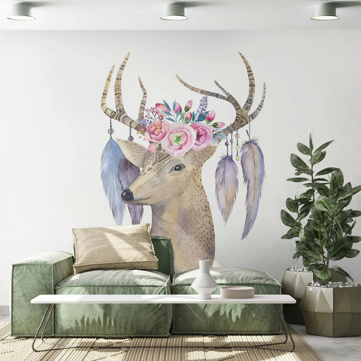 Fototapet Standard Eco - Sjælsguide - blid, uskyldig - Abstraktion, Dyr, Hjort - 200x140 cm