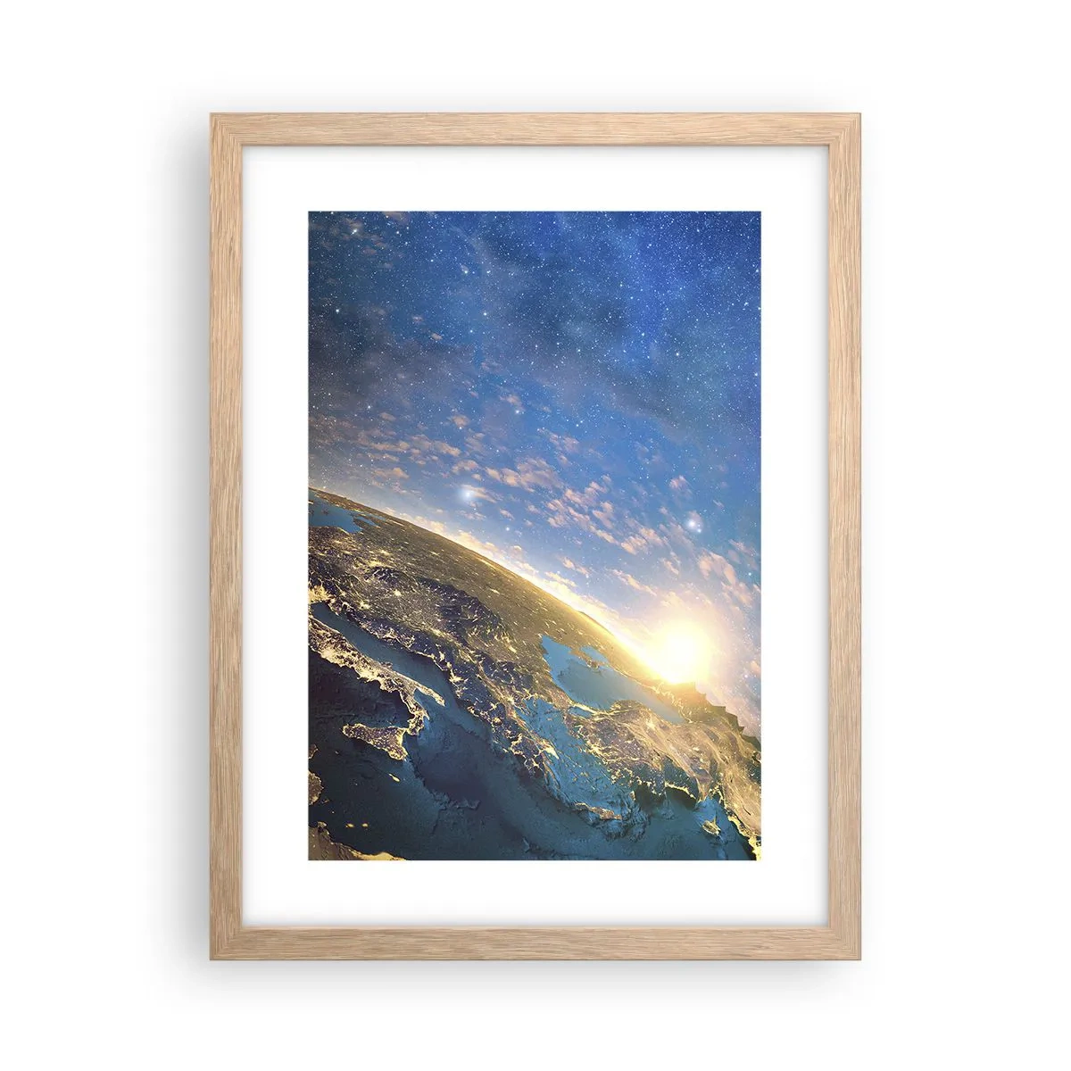 Plakat i ramme af lyst egetræ - Lad os se på hinanden på afstand - 30x40 cm