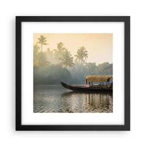 Plakat i sort ramme - Hus ved floden - 30x30 cm