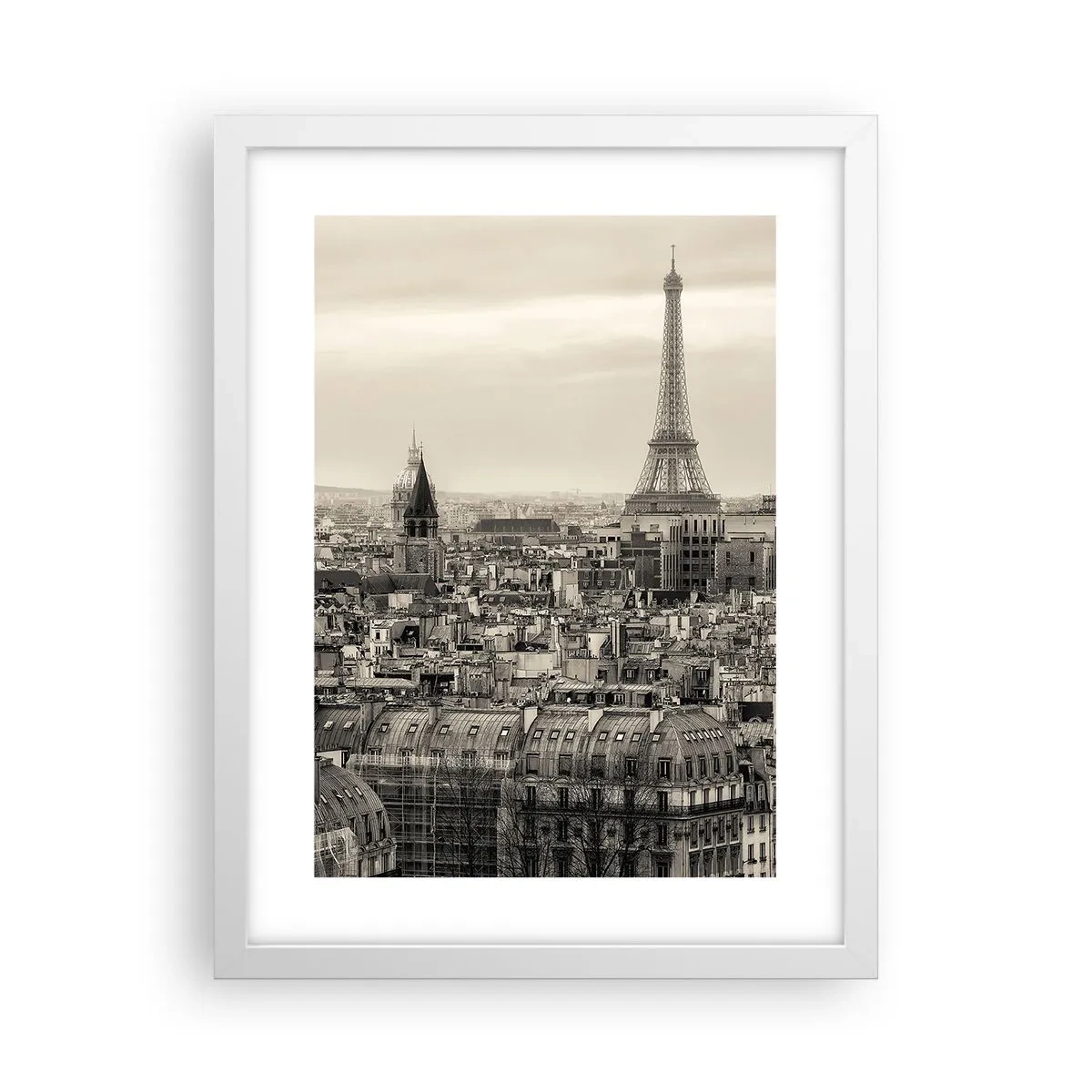 Plakat i hvid ramme - Over Paris' hustage - 30x40 cm