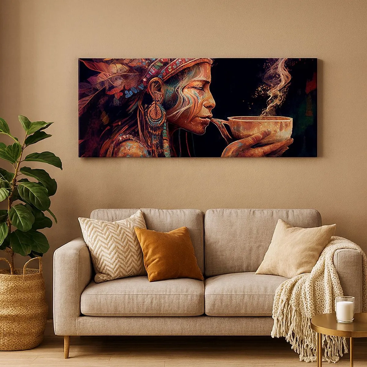 Lærredstryk - Billede på lærred - Et magisk ritual - 100x40 cm