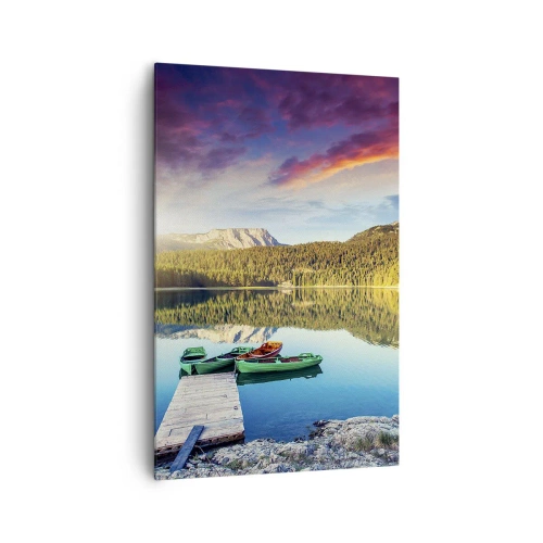 Lærredstryk - Billede på lærred - Over vand så glat som et spejl - 80x120 cm