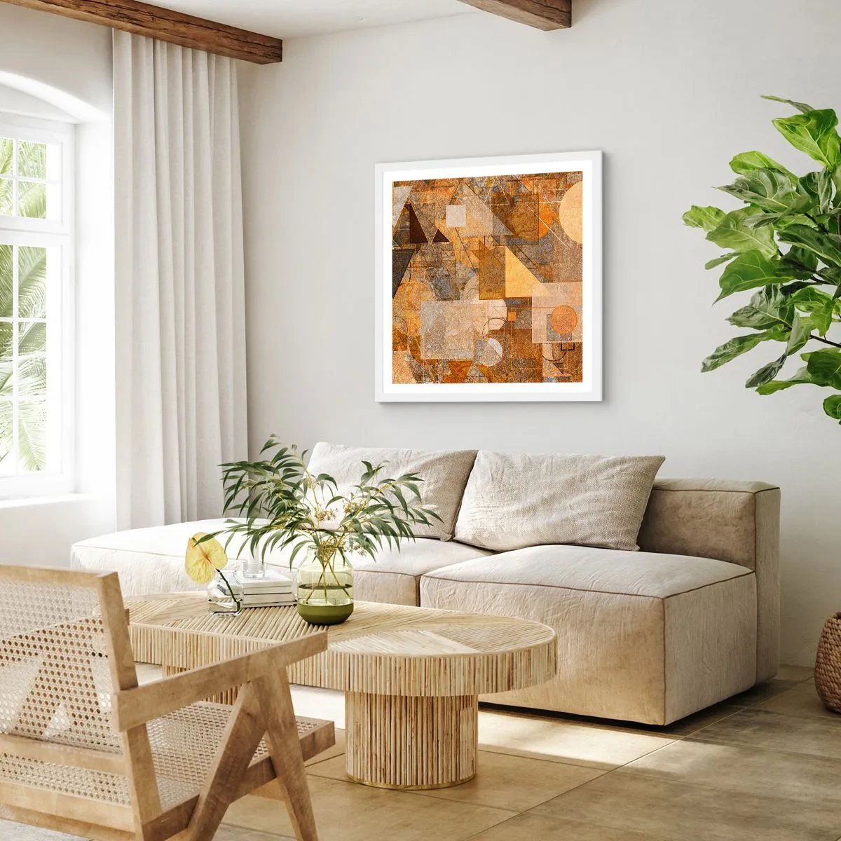 Plakat i hvid ramme - Kubistisk bronzeundersøgelse - 40x40 cm