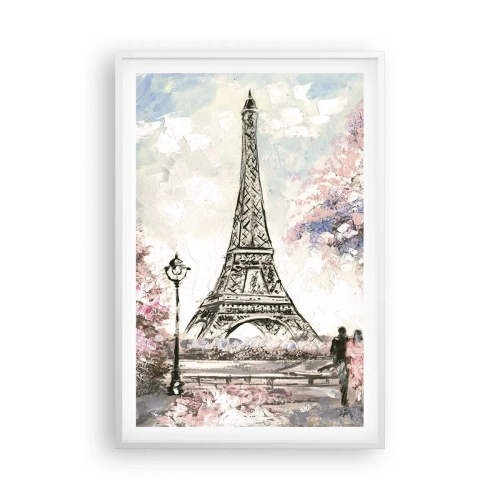 Plakat i hvid ramme - April gåtur rundt i Paris - 61x91 cm