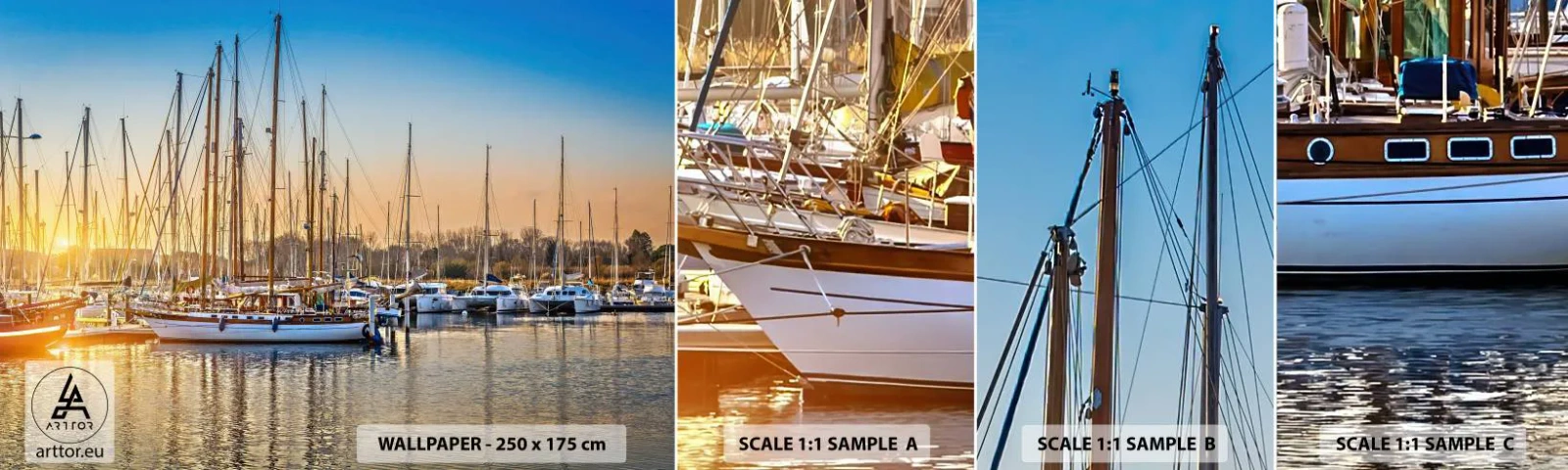 Prøve Fototapet Selvklæbende Deluxe Sticker - Vinden skal også sove - Landskab, Marina, Sejlbåd - 100x30 cm