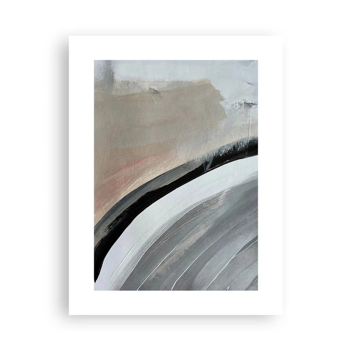 Plakat - Komposition: en bue af sort og gråt - 30x40 cm