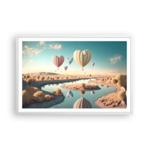 Plakat i hvid ramme - Kærlighed lader dig svæve - 91x61 cm