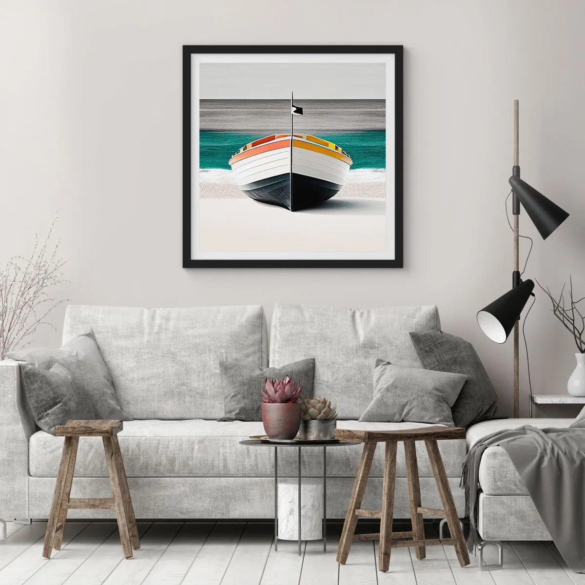 Plakat i sort ramme - På sin plads - 50x50 cm