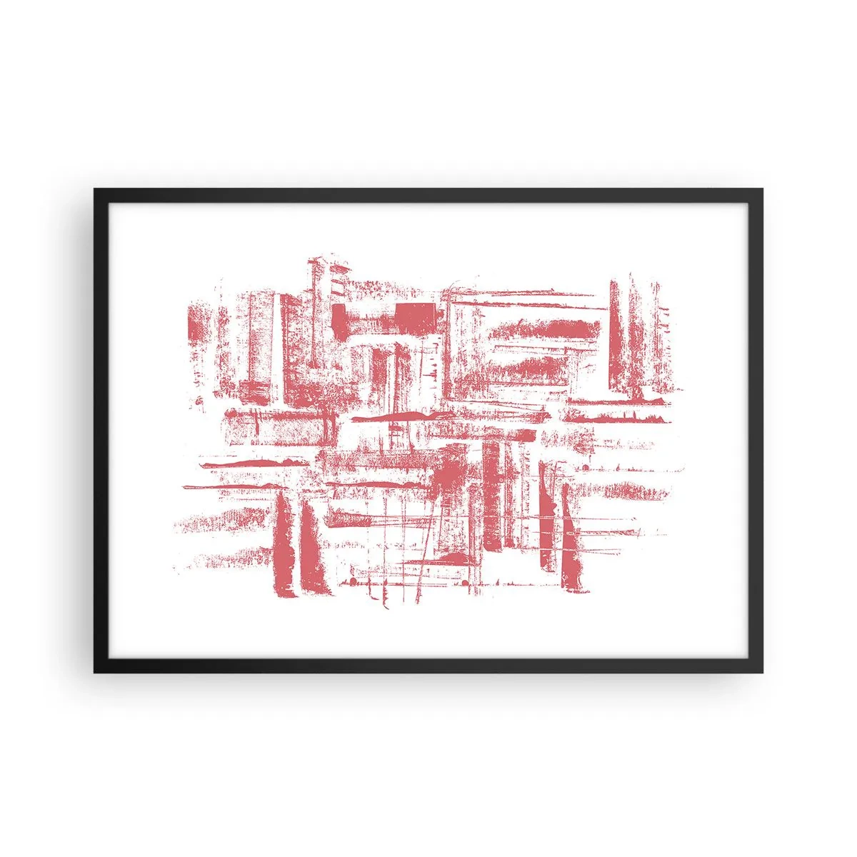 Plakat i sort ramme - Rød by - 70x50 cm