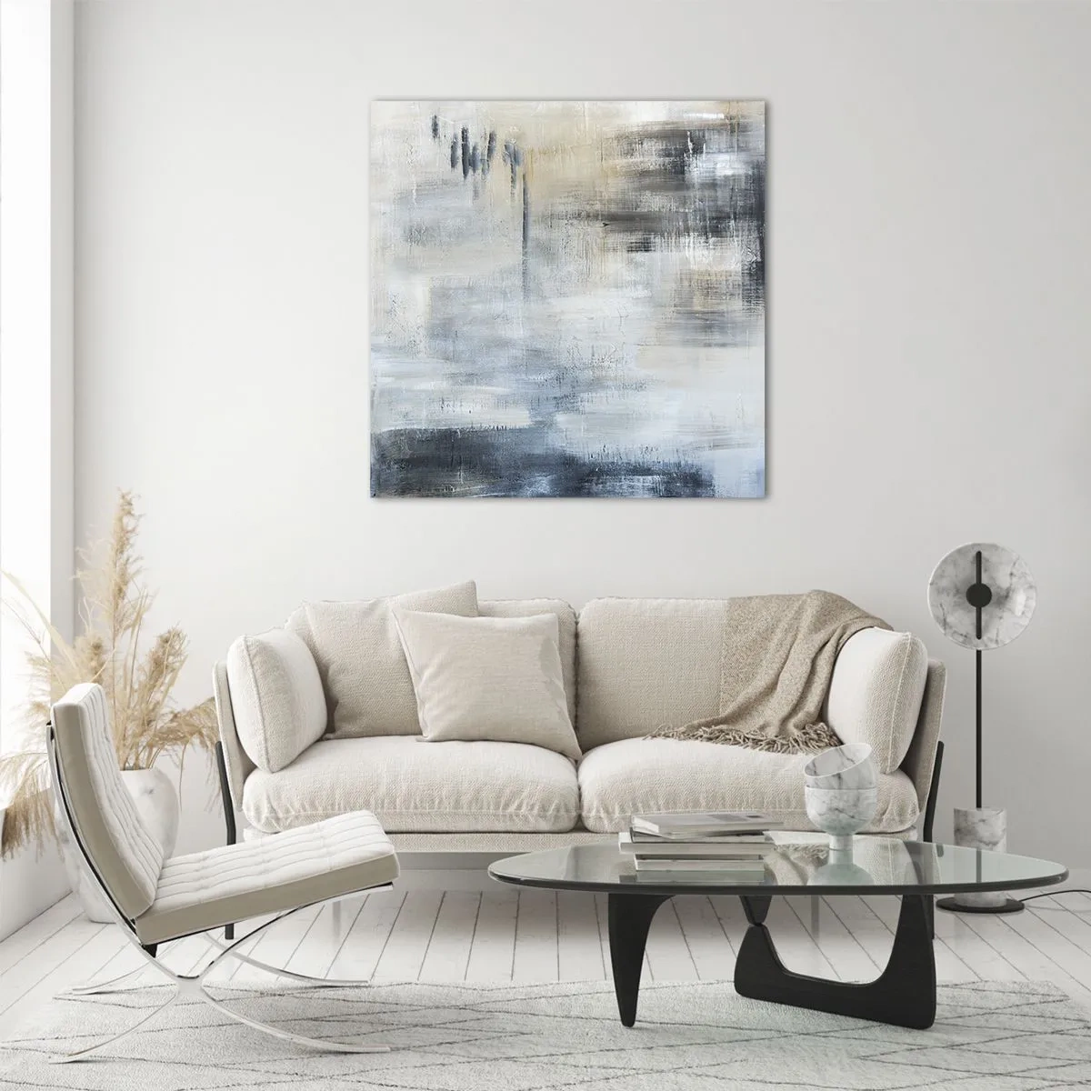 Billede på glas - Bag et slør af blåt - 40x40 cm