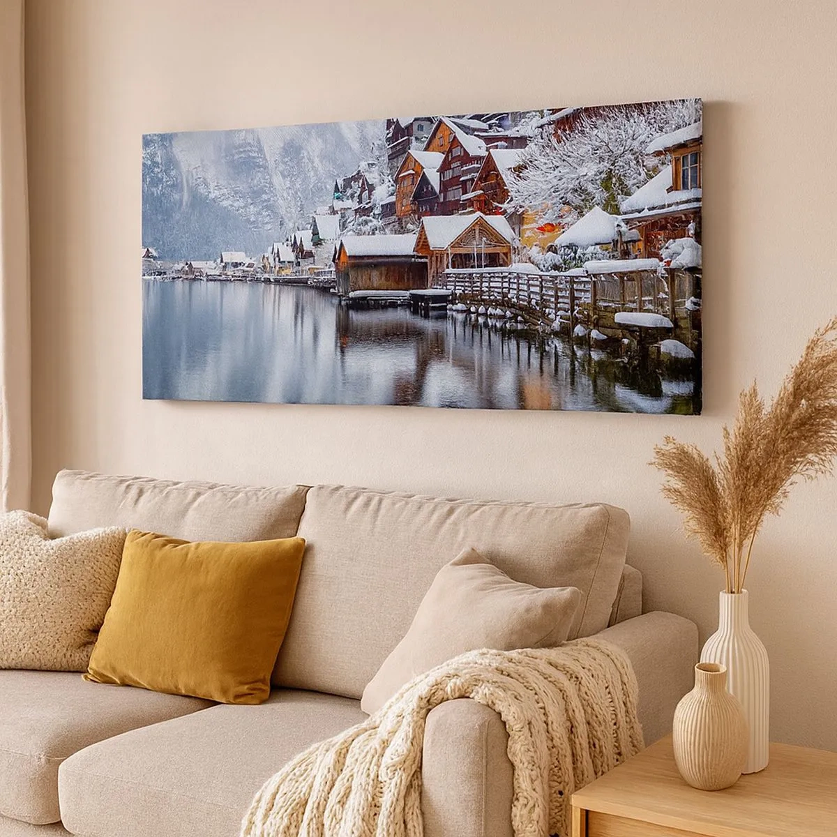 Lærredstryk - Billede på lærred - I en vinterdekoration - 100x40 cm