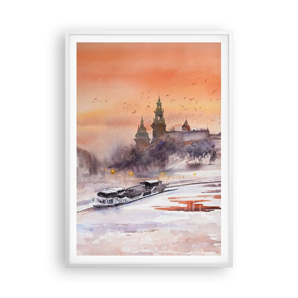 Plakat i hvid ramme - Kongelig solnedgang - 70x100 cm