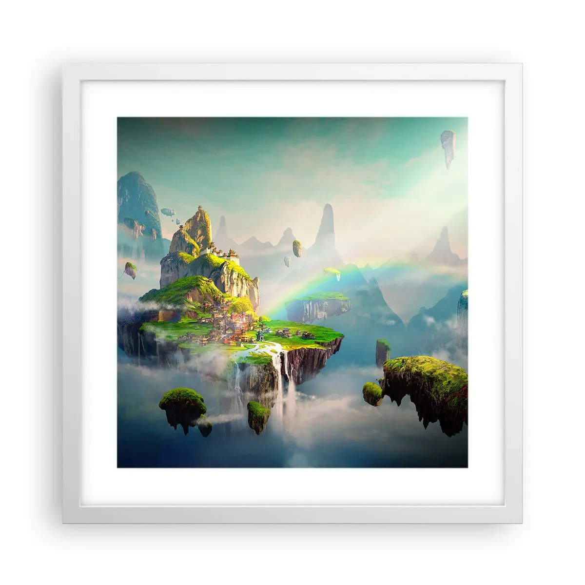 Plakat i hvid ramme - Midden - lykkelige øer - 40x40 cm