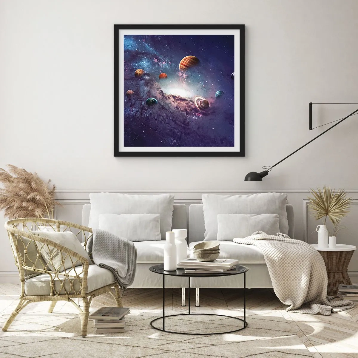 Plakat i sort ramme - Systemet med soldans - 40x40 cm