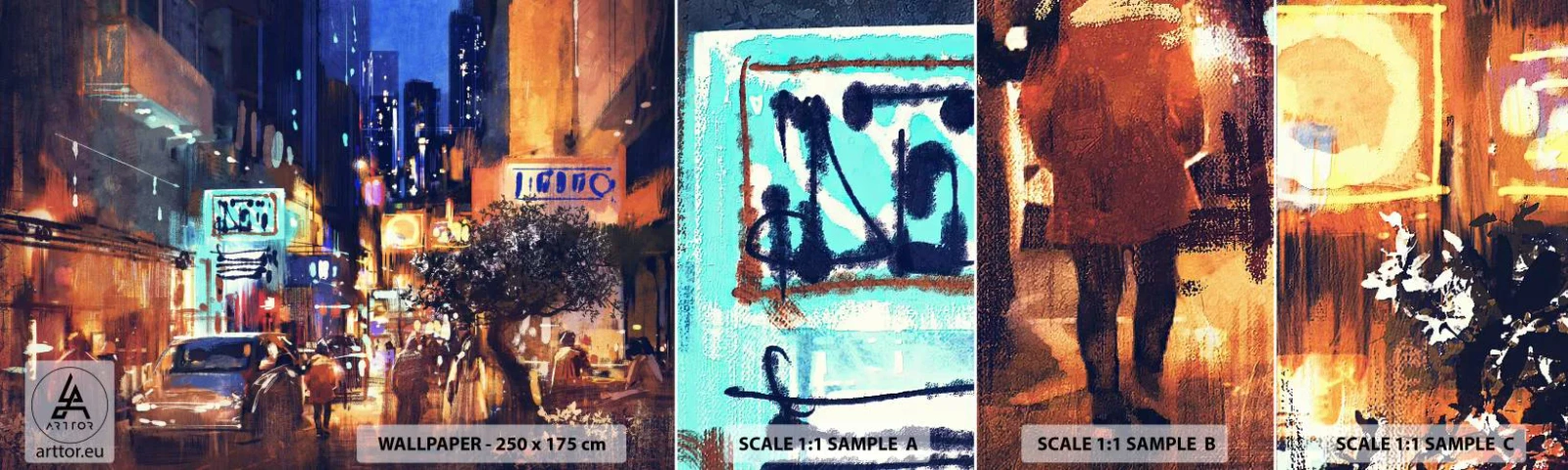 Prøve Fototapet Selvklæbende Deluxe Sticker - Og byen sover ikke - By, Mennesker, Arkitektur - 100x30 cm